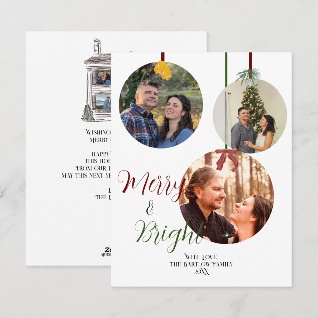 Style d'ornement Carte de Noël Six photos (Devant / Derrière)