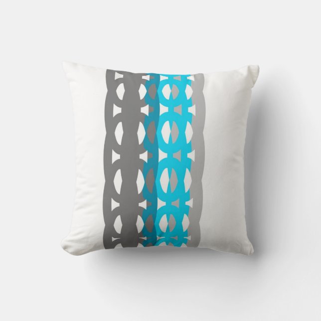 style du milieu du siècle coussin turquoise et gri (Recto)