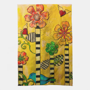 Style et tendance Oiseau et Fleurs Serviette de cu