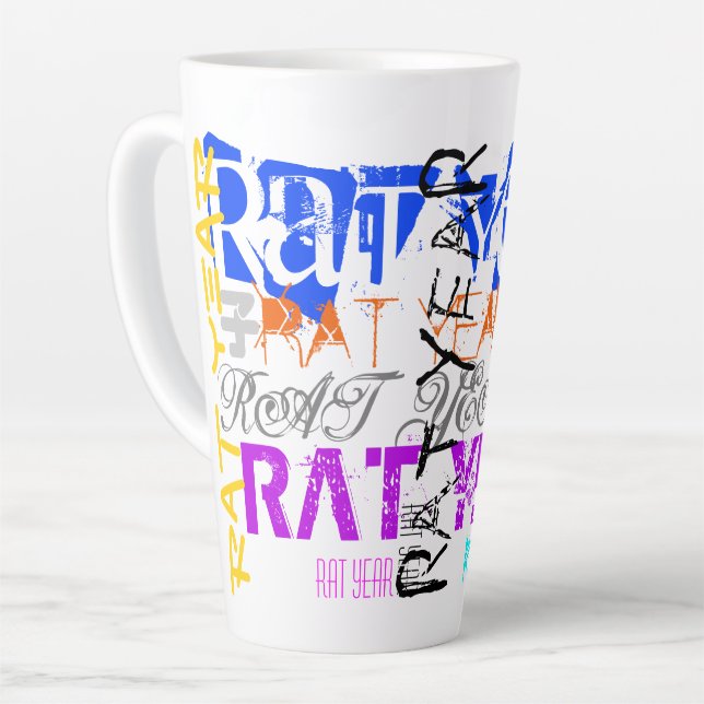 Style Graffiti Rat Chinese Year Zodiac L Latte Mug (Angle gauche)