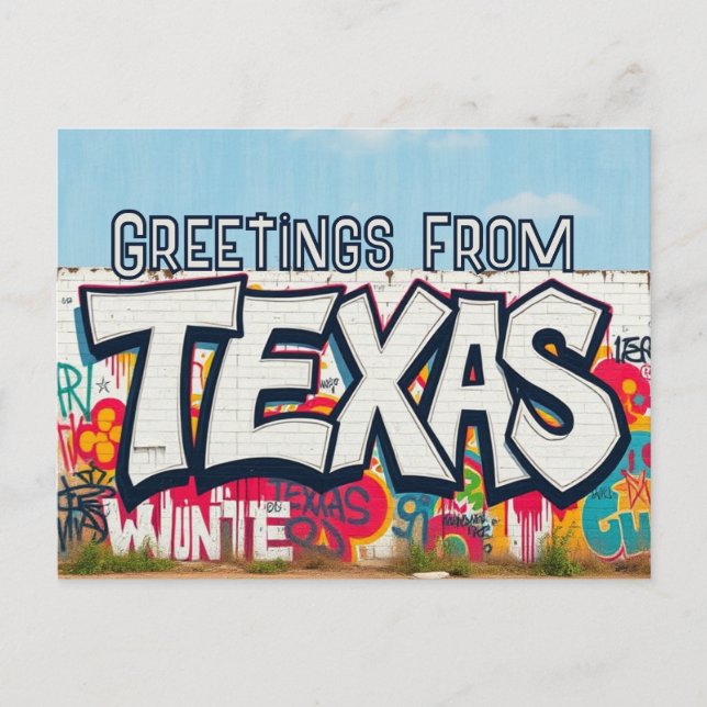 Style graffiti Texas USA salutation Carte postale (Devant)