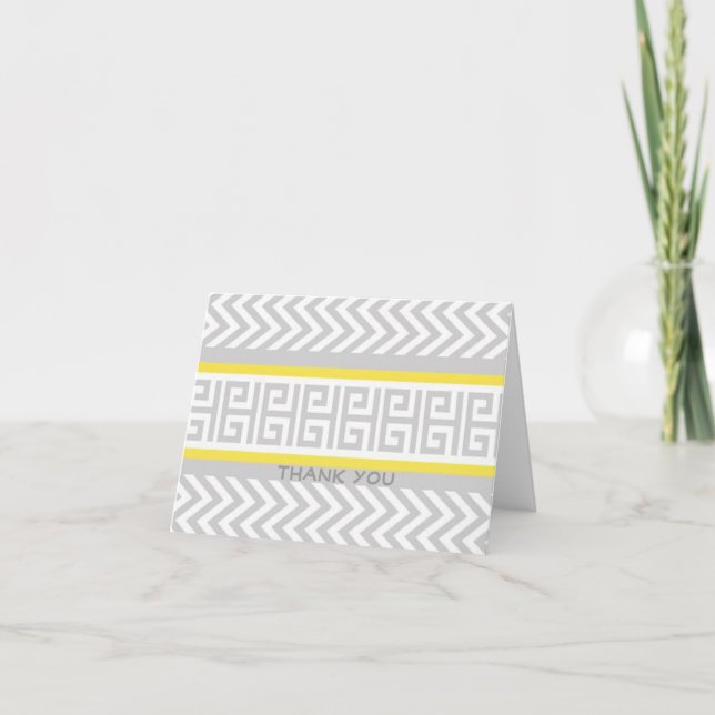 Style Grey and Yellow Chevron Merci Notes (Devant)