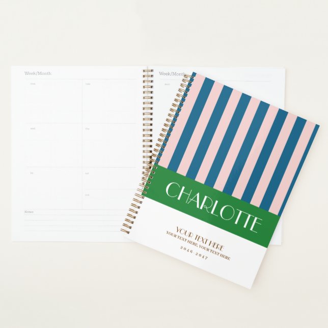 Stylé Grilles colorées Planner personnalisé (Devant avec enveloppe)