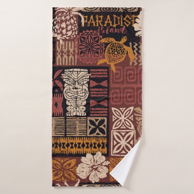 Style hawaïen motif tribal tissu patchwork (Serviette de bain)