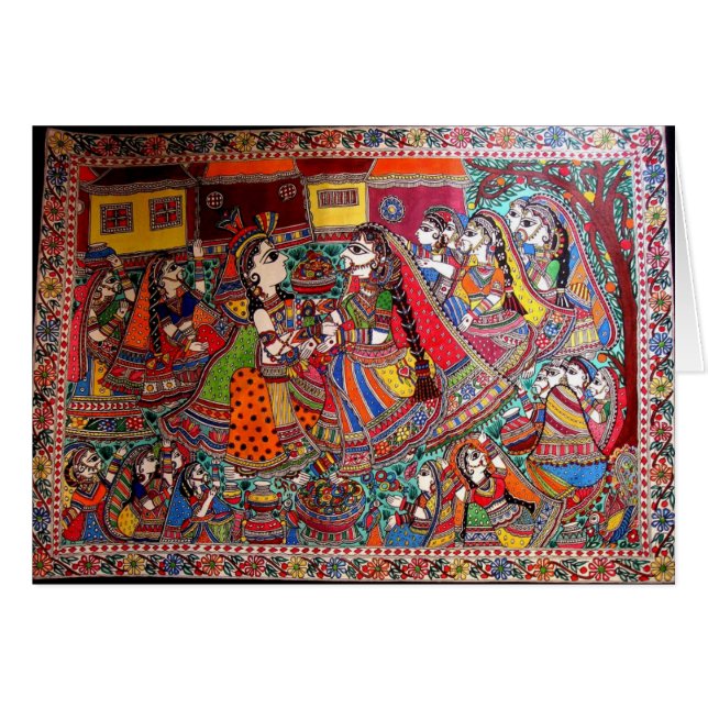 STYLE INDOU D'ART DES DIEUX MADHUBANI DE RADHA (Devant horizontal)