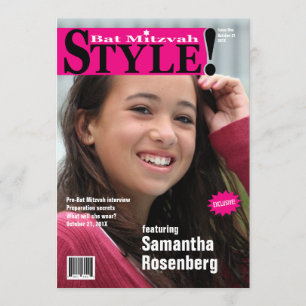 Style ! Invitation de magazine de bat mitzvah dans
