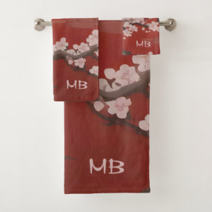 Style japonais Arte cerise blanche Fleur rouge