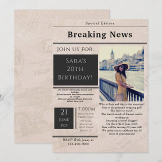 Style journal vintage Photo Invitation d'anniversa