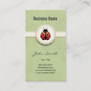 Style Ladybug & Lace Green Floral Carte de visite