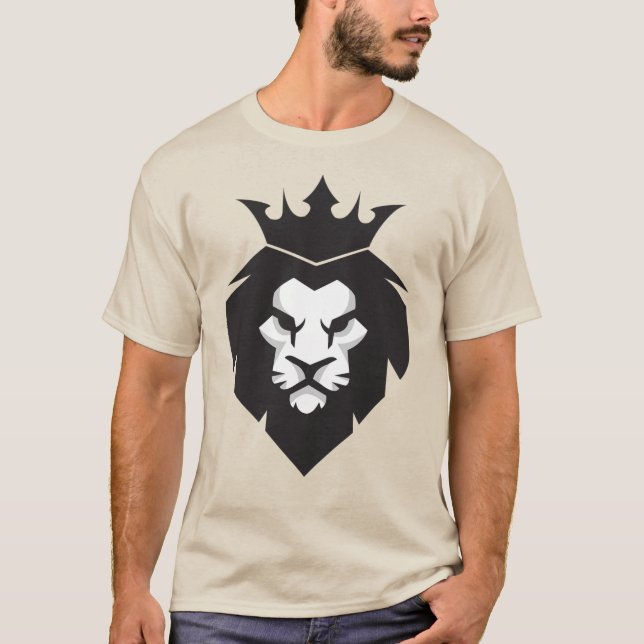 Style Lion Roi Noir et Blanc avec T-shirt Couronne (Devant)