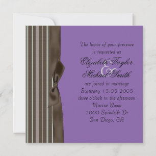Style Luxe Brown Ruban Violet Mariage Invitation