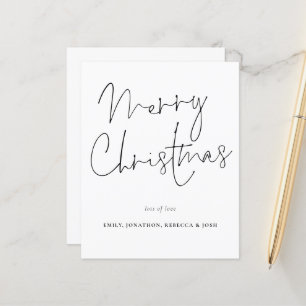 Style manuscrit Budget Joyeuse carte de Noël
