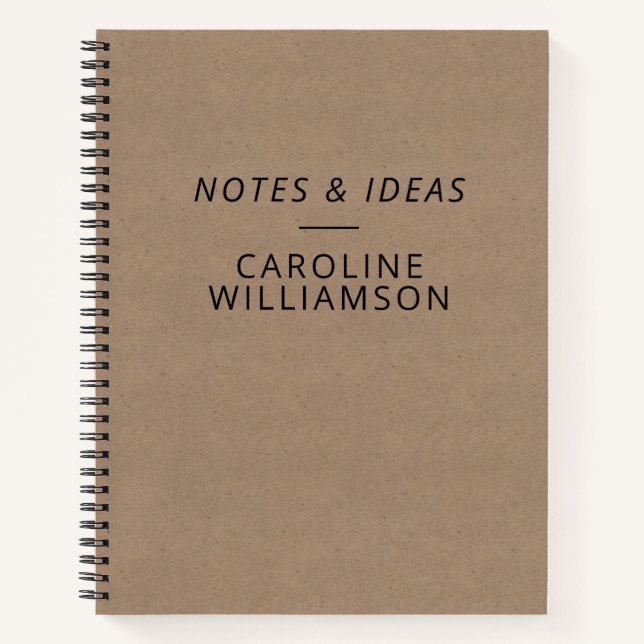 Style minimaliste Kraft Carnet de nom personnalisé (Devant)