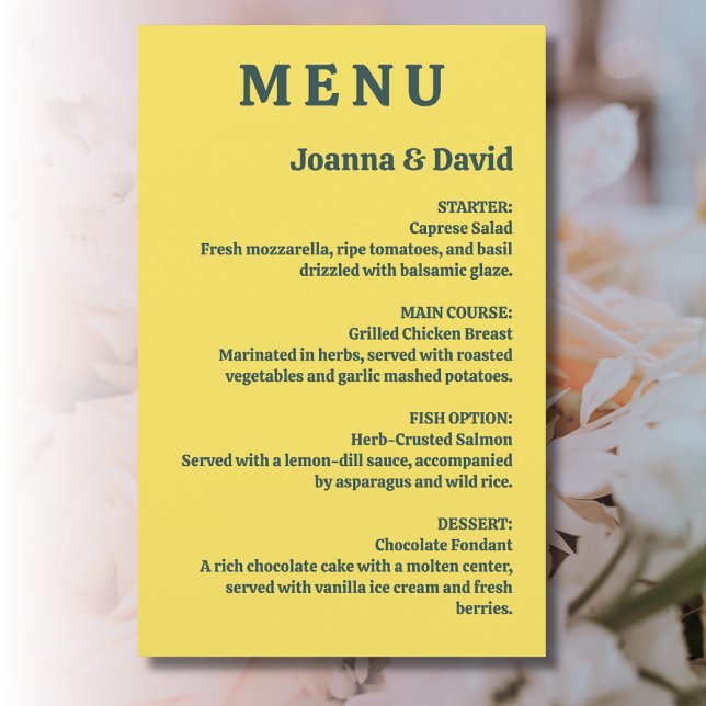 Style minimaliste | Menu Mariage Rétro (Créateur téléchargé)