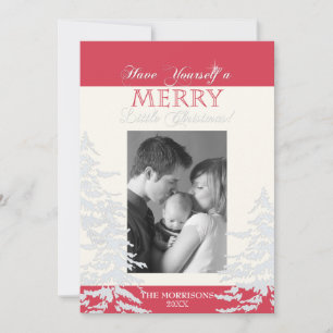 Style moderne Blanc arbres de Noël Carte photo