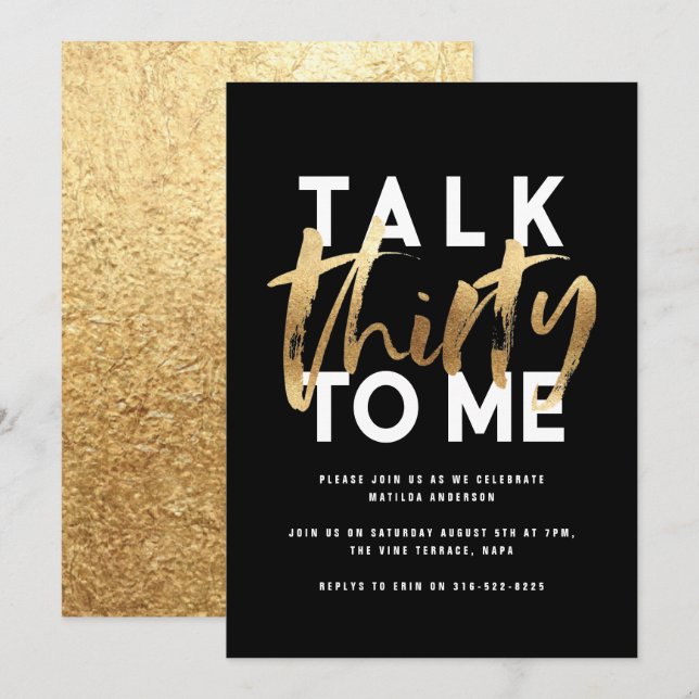 Style moderne élégante typographie girly or 30ème  (Devant / Derrière)