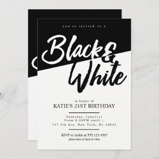 Style moderne Invitations Black and White Party