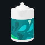 Style nature intemporelle Teapot<br><div class="desc">Des feuilles menthol vert et turquoise décorent cette théière de base.</div>