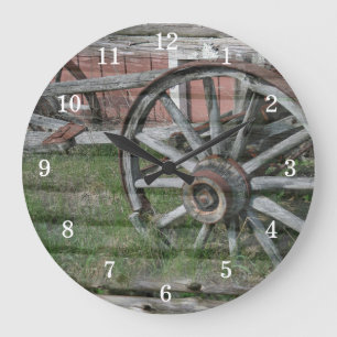 Style occidental Rustique Wagon Roue Horloge mural