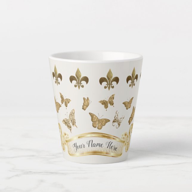 Style or personnalisé Fleur de Lis Butterfly Mug (Devant)