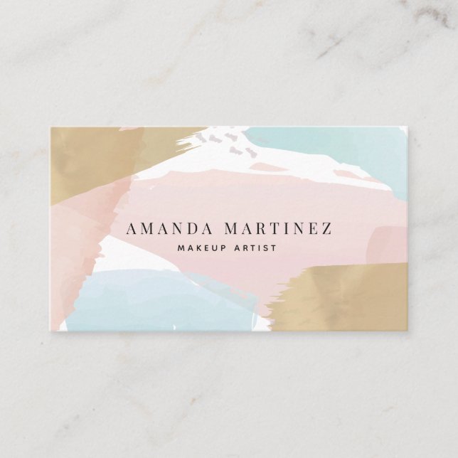 Style Pastel Aquarelle & Carte de visite Or (Devant)