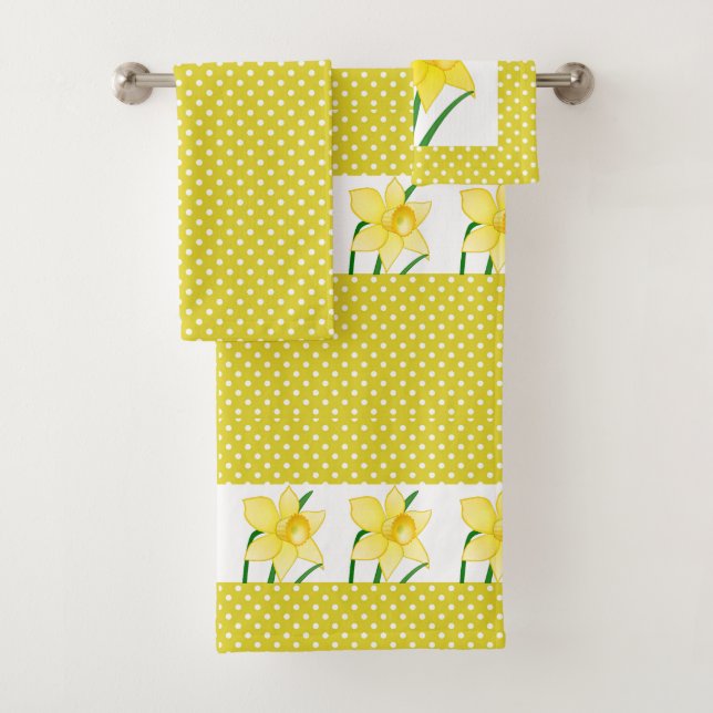 Style Printemps Jaune Blanc pois avec jonquilles (En situation)