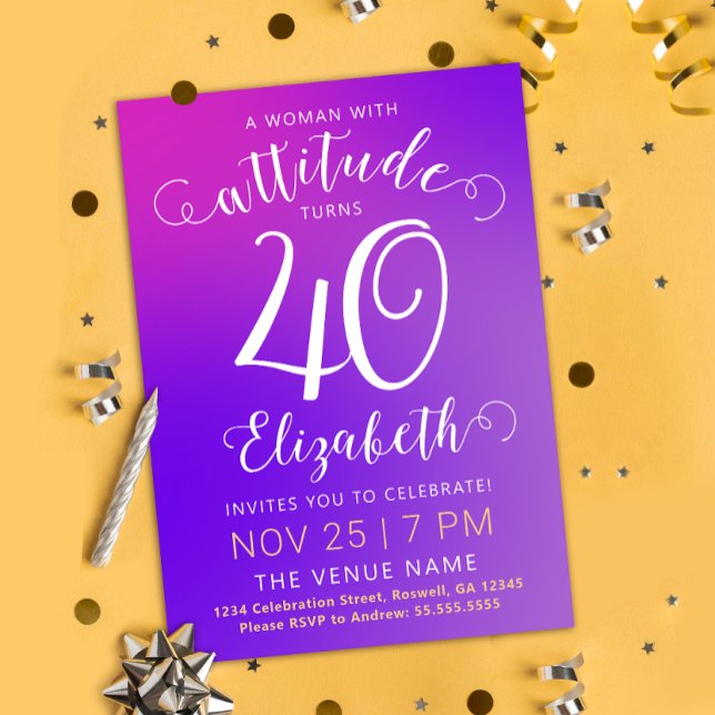 Stylé Quarty Moderne rose Gradient Invitation (Créateur téléchargé)