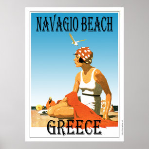 Style Rétro Navagio Beach Grèce Poster