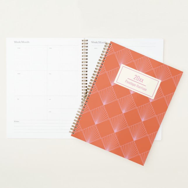 Style Retro Orange Art Déco rose Personnalisé (Devant avec enveloppe)