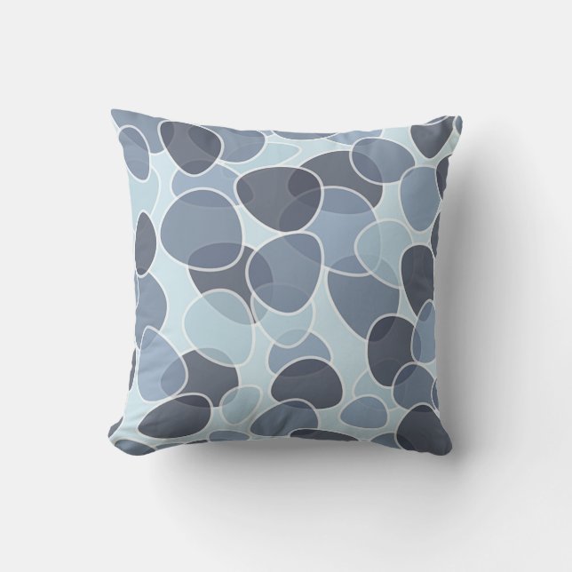 Style rétro Oreiller à lancer bleu et gris (Recto)