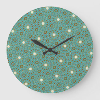 Style rétro Turquoise Motif Brown Horloge murale