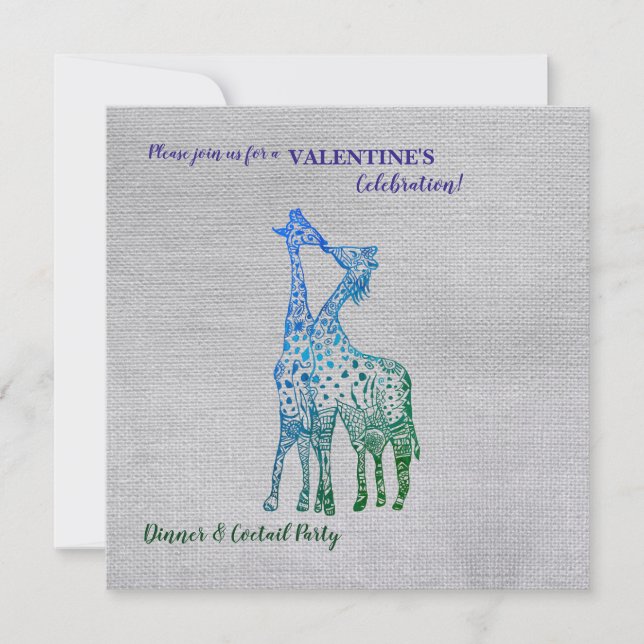 Style rustique Valentine Invitation avec Giraffes (Devant)