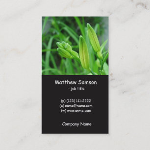 style simple, carte de visite lis vert