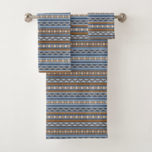 Style sud-ouest bleu et Motif géométrique Brown