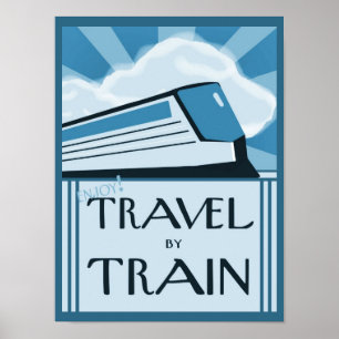 Style vintage Art déco Train Travel Poster Imprime