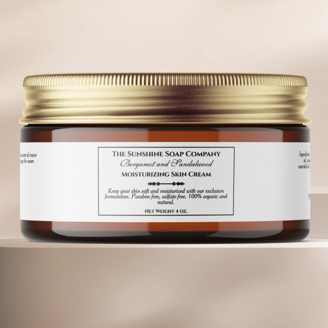 Style vintage blanc Cosmétique Étiquette de jarre (Créateur téléchargé)