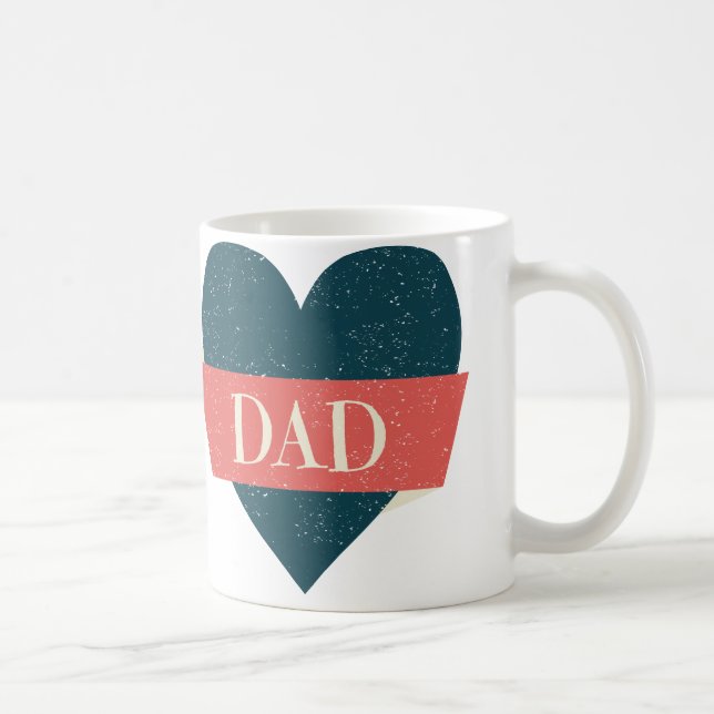 Style vintage Bleu Coeur Papa Mug (Droite)