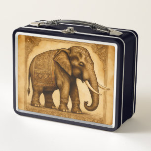 Style Vintage éléphant, antique, Lunchbox métalliq