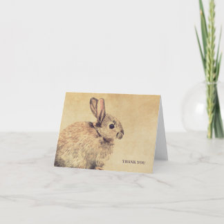 Style vintage Esquisse de lapin Merci Carte de not