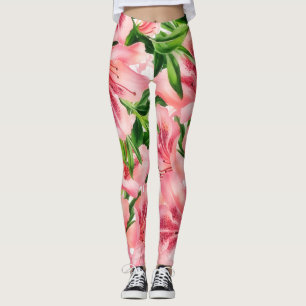 Style vintage Fleur Tropical Art Lily Leggings