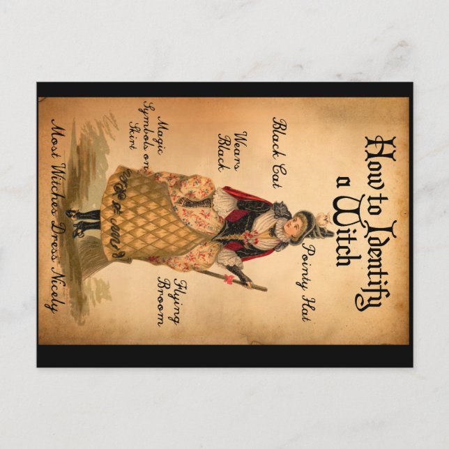 Style vintage Halloween Witch I.D. Carte postale (Devant)