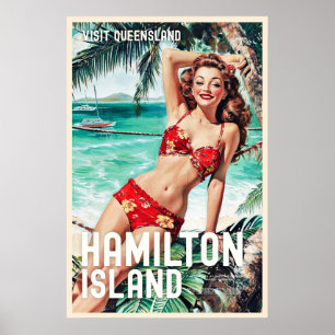 Style vintage Hamilton Island affiche de voyage