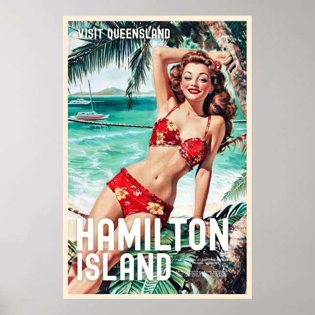 Style vintage Hamilton Island affiche de voyage (Devant)