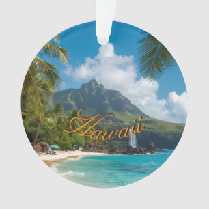 Style Vintage Hawaïen Palmiers Mer Ciel Voyage