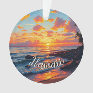 Style Vintage Hawaïen Voyage Côte Mer Coucher de s