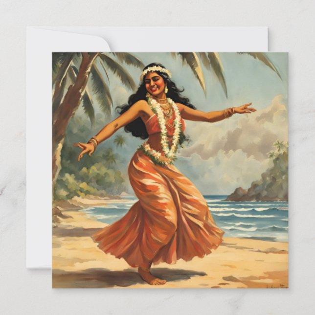 Style vintage Hawaiian Travel Hula Girl Danser (Devant)