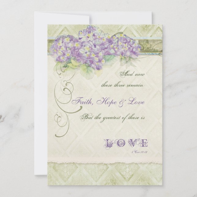Style vintage Lilac Hydrangea - Faire-part de mari (Devant)