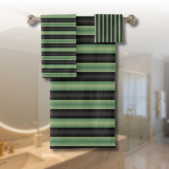 Style Vintage Olive Sage Vert noir 3D rayé (Créateur téléchargé)