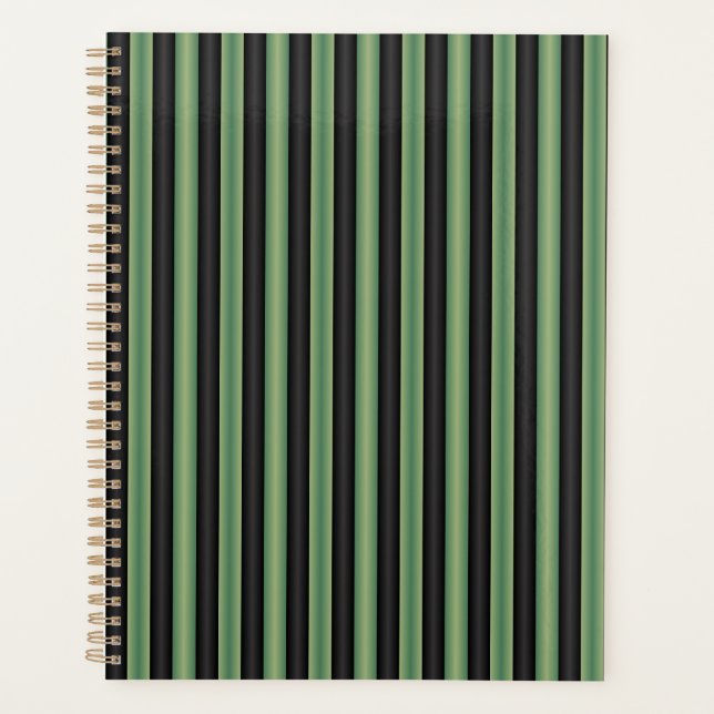 Style Vintage Olive Sage Vert noir 3D rayé (Devant)