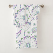 Style vintage Purple Vert Bleu Motif Floral